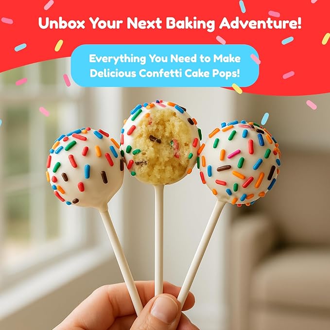 Little GF Chefs DIY Cake Pop Baking Kit for Kids | Gluten Free Confetti Cake Pops Baking Supplies Gift Set with Vanilla & Frosting Mix Ingredients Step-by-Step Instructions Dessert Kids Birthday Party