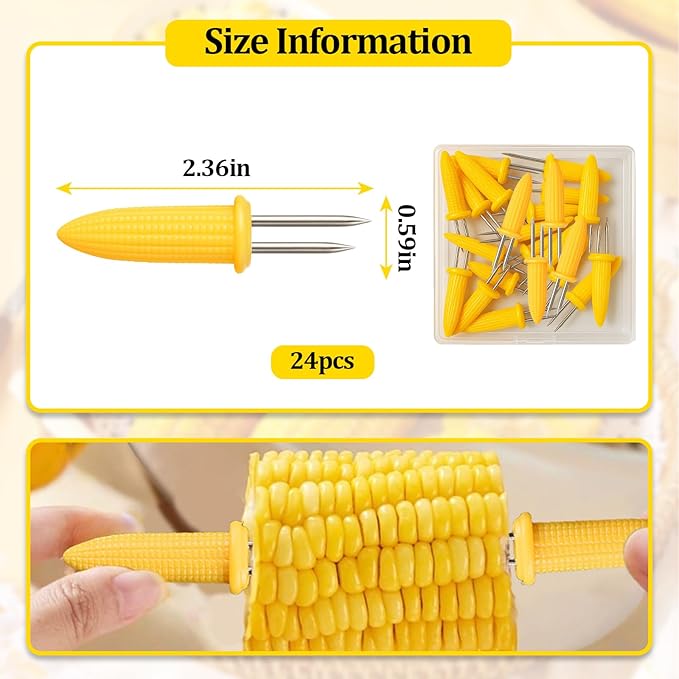 24 PCS Corn Cob Holders - Corn on the Cob Skewers,Corn on the Grill & Cob Skewers for Home & BBQ Cooking
