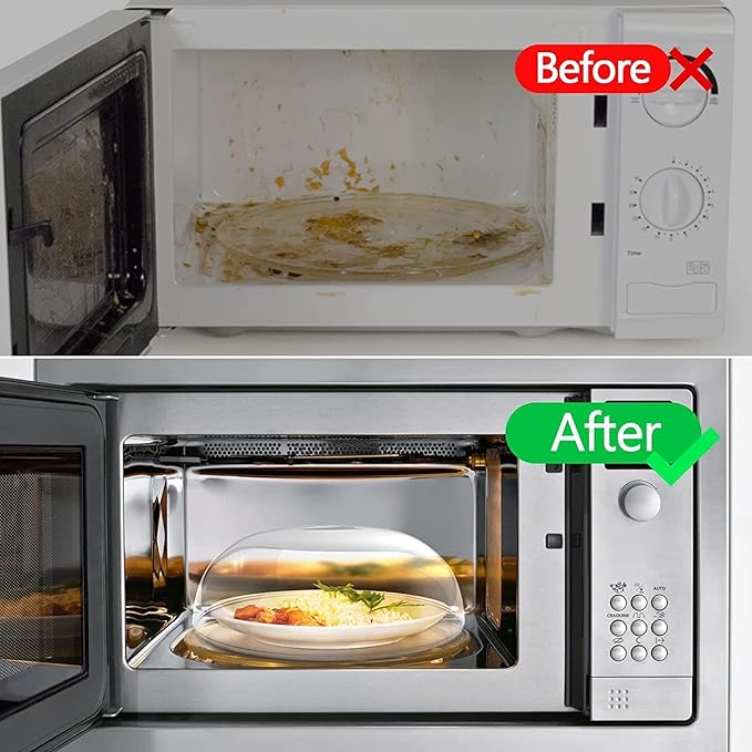 Microwave Splatter Cover for Food- 2 Pack with Handle, Steam Vents, Keeps Oven Clean, BPA Free