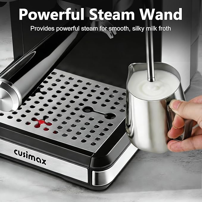Espresso Machine with Grinder, 20 Bar Professional Expresso Coffee Machines with Milk Frother Steam Wand, Espresso Maker with 60oz Removable Water Tank, Cappuccino & Latte Machine for Home (Black-Pro)