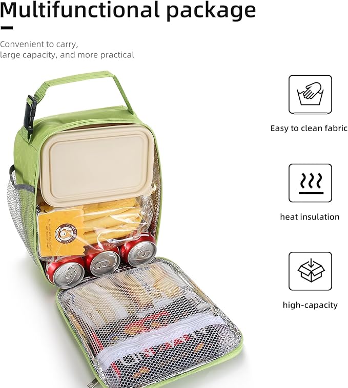 Lovoeo Lunch box Lunch bag for men women Insulated Lunchbox Lunch bags for Work Picnic Travel (Light green)