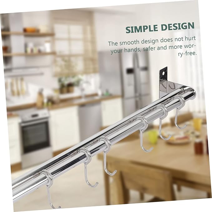 304 Stainless Steel Wall-mounted Kitchen Hook Rack Multi-function Utensil Hanger No Drill Design Easy Installation for Kitchen Organization