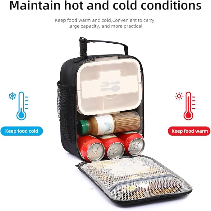 Lovoeo Lunch box Lunch bag for men women Insulated Lunchbox Lunch bags for Work Picnic Travel (Thicken grey)