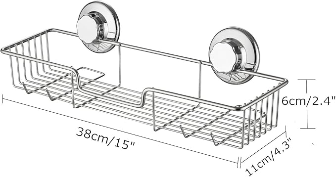 SANNO Suction cups Shower Caddy Soap Dish Double Bath Hook-Bath Organizer Kitchen Storage Basket for Shampoo, Conditioner, Soap- Anti Rust stainless steel (set of 3)