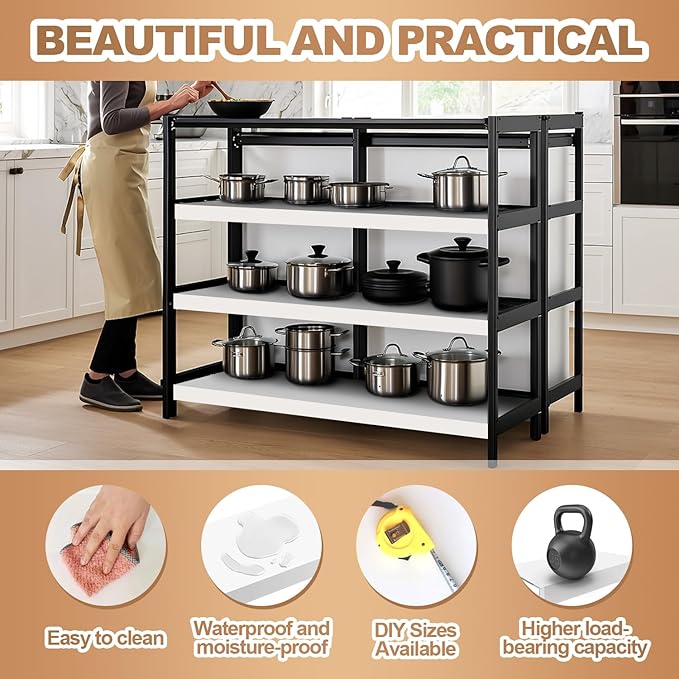 5 Pcs Wire Rack Covers Carbon Fiber Material 32x12x3 inch Pantry Shelf Cover 0.31 inch Thick Removable Closet Wire Rack Shelf Covers,Decoration Kitchen Bathroom Office Shelving (White, 32x12x3 inch)