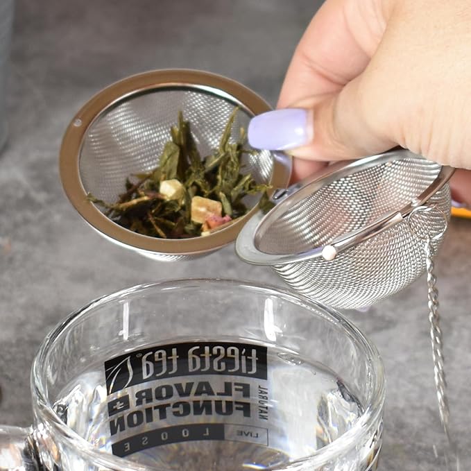 Tiesta Tea Small Stainless Steel Infuser Ball for Loose Leaf, Reusable Strainer with Extra Fine Mesh & Chain, Single Cup Steeper, Ideal for Hot & Iced Brewing, Holds 1 TBSP of Tea