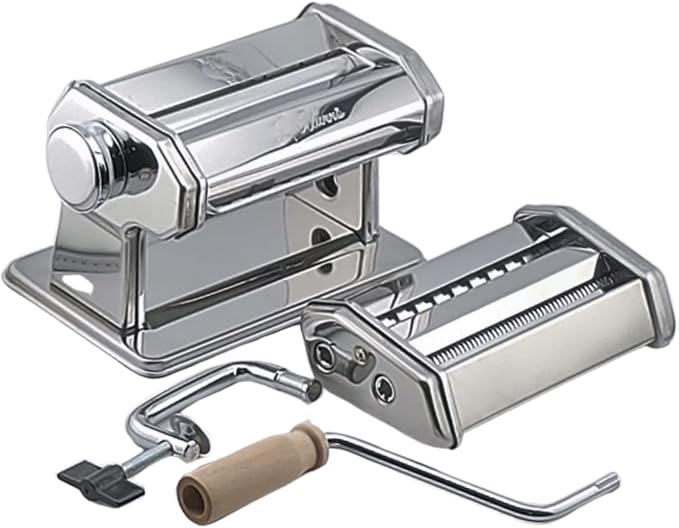 “L’Alunno” Pasta Maker Machine by PastaVirtuoso - Hand Crank Machine for Pasta Dough and Noodles - Easy to Use Manual Kitchen Appliance for Tagliatelli, Spaghetti, Lasagna, Ravioli and More!