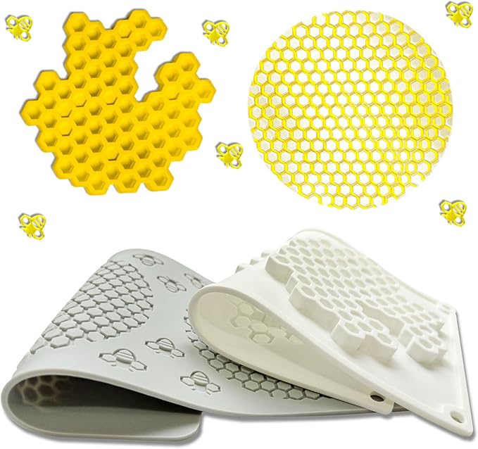 2PCS Tuile Molds Silicone Honeycomb Baking Mold,Acxydm Honeycomb Mold Silicone Bee Silicone Mold,Fondant Molds 3D Beehive Candy Silicone Moulds,Chocolate Mold Set Sugar Bees for Cake Decorating,Large