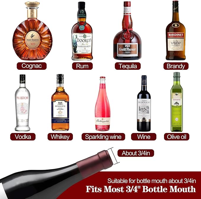 12/24/48/100 Pack Liquor Pour Spout, Stainless Steel Classic Bottle Pourers with Rubber Dust Cap, Speed Wine Bottle Pourer for Liquor Bottle, Oil Bottles