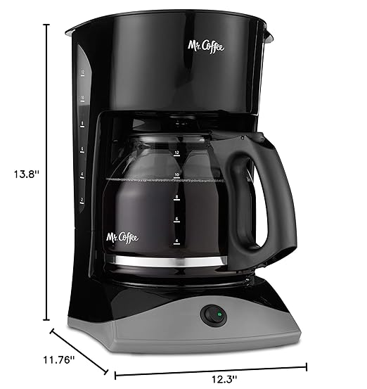 Mr. Coffee Black Coffee Maker, 12 Cups, with Auto Pause and Glass Carafe, Perfect for Home and Office Use (Pack of 2)