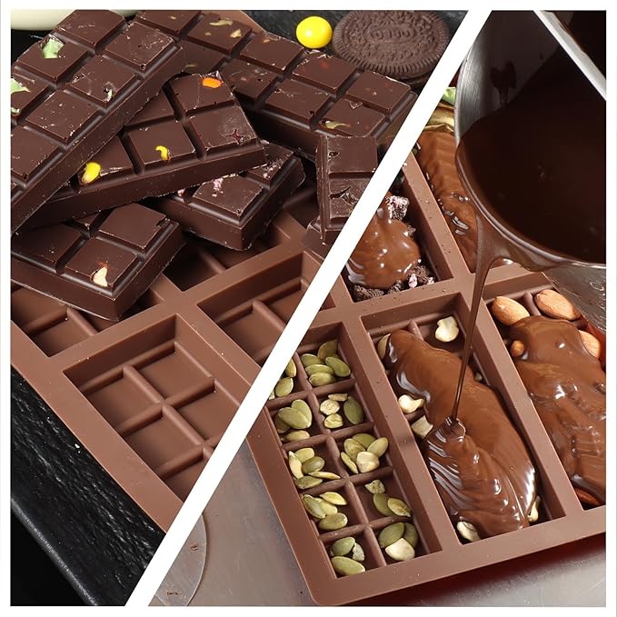 Chocolate Mold, Food-Grade Chocolate Silicone Molds, DIY Chocolate Bar Mold, Chocolate Chip Mold for Stuffed Bar, Premium Candy Bar Mold, Easy to Clean and Reusable