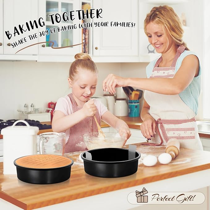 AIVIKI 8-Inch Round Cake Pan Set of 3, Nonstick Smash Cake Baking Pans Tins with 100 Pieces Parchment Paper, Carbon Steel Bakeware for Birthday Christmas, Oven & Dishwasher Safe