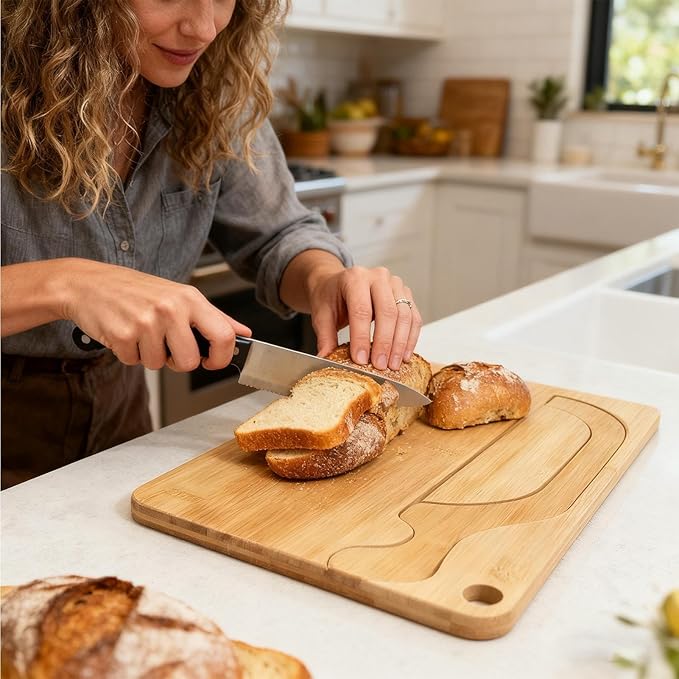 Bread Bow Set, Bread Bows Knife With Matching Crumb Tray, Bow Shaped Stainless Cutter, Wooden Breadboard Set, Sourdoughs Cutter, Left Right Handed Design, Ambidextrous For Baguettes Pastry Chefs