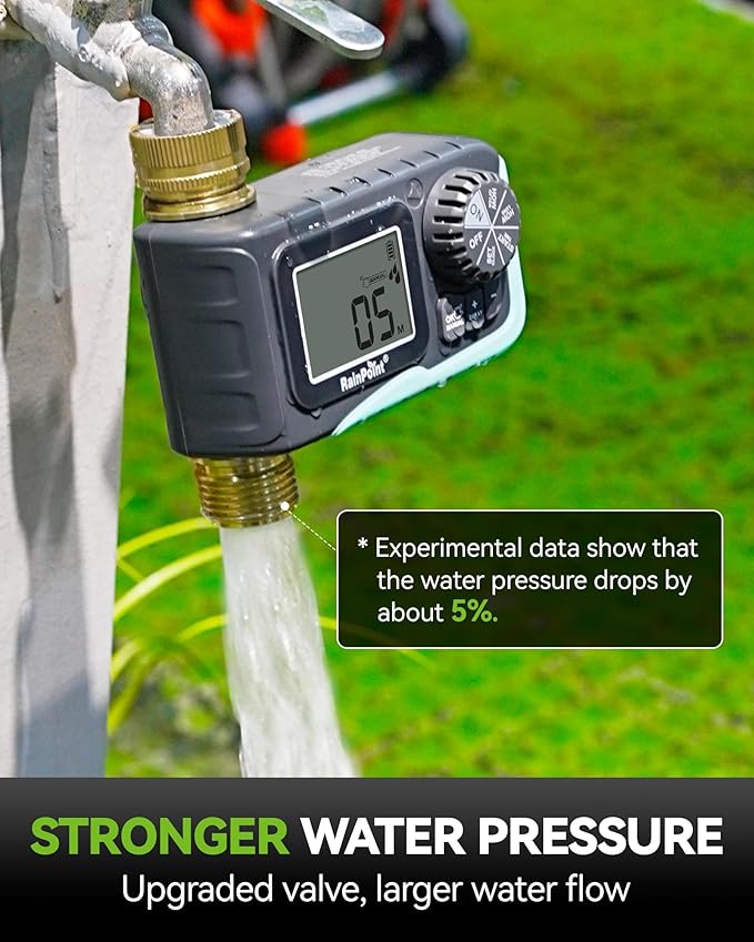 RAINPOINT Sprinkler Timer, 100% Metal Pipe Water Timer for Garden Hose, Programmable Hose Controller for Watering, Sprinkler Controller with Manual Watering/Rain Delay for Outdoor Lawn & Garden (1PCS)
