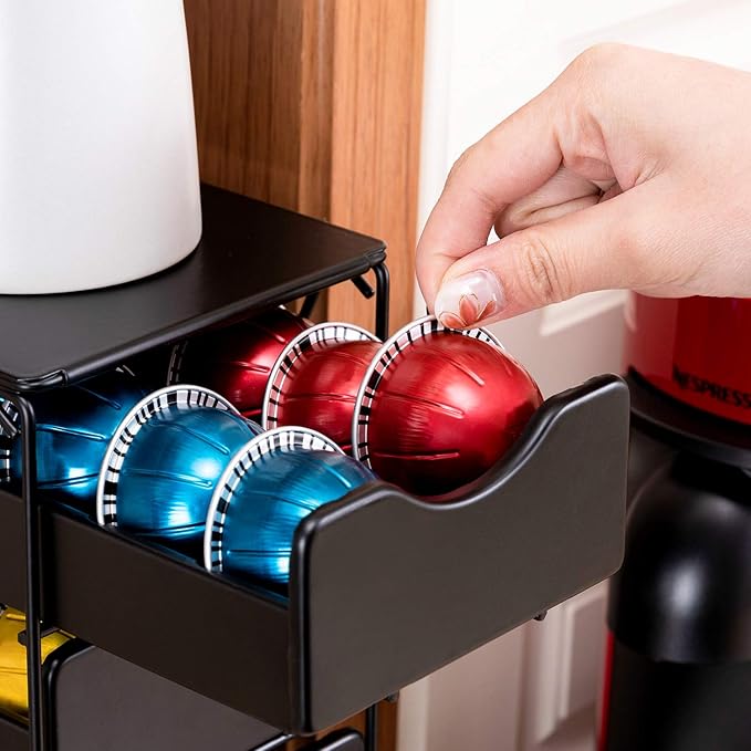 FlagShip for Nespresso Pod Holder Vertuo Pod Drawer Large Mullti Tier Coffee Pod Holder(3 Tier (60Pods Capacity))