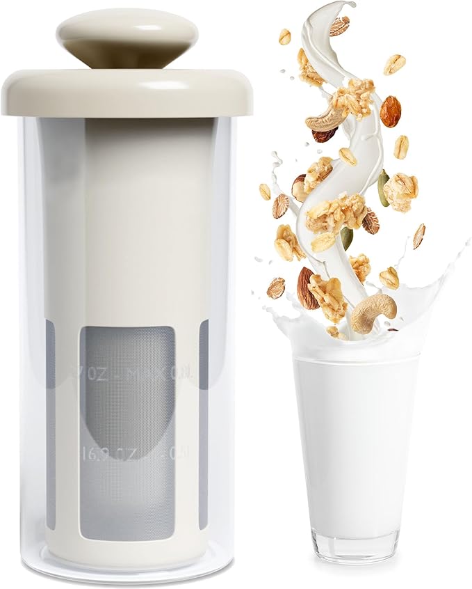 Vegan Milker MylkMaster Zero Waste - Plant and Nut Milk Maker - Manual Plant Strainer for Creamier Homemade Nutmilk, Nut Milk Bag, Almond, Soy, Oat Milk, Whole Bean Coffee Maker