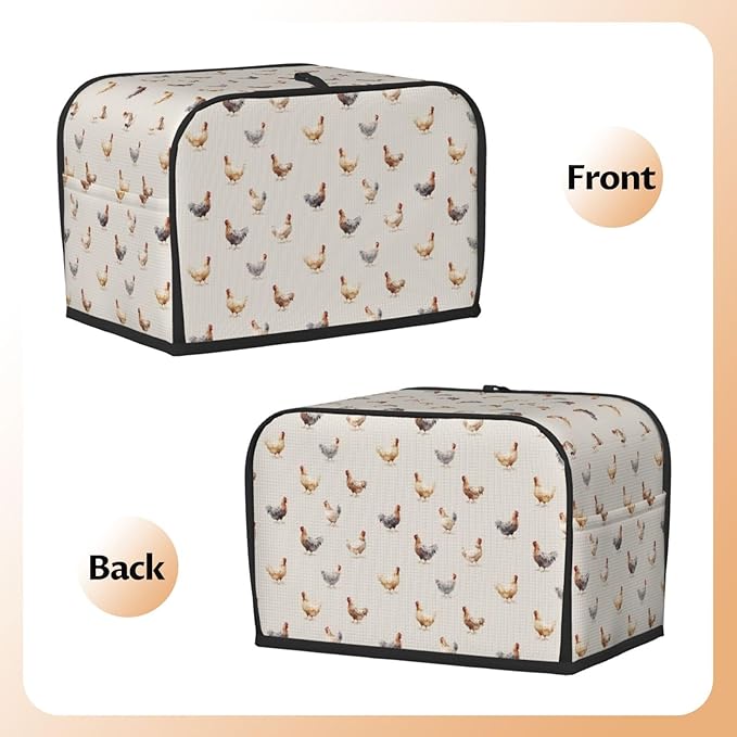 Toaster Cover 2 Slice Chicken Pattern Kitchen Small Appliance Covers with Pockets Dust and Fingerprint Protection