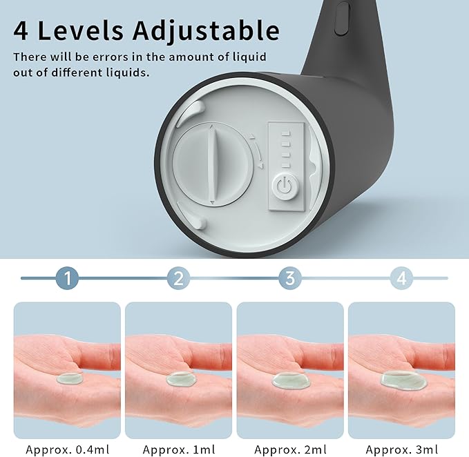 Automatic Soap Dispenser Touchless,400ML Hand & Dish Countertop Electric Liquid Dispenser with Sensor,Modern 4 Gear Adjustable Black Waterproof Battery Operated Kitchen Auto Soap Pump