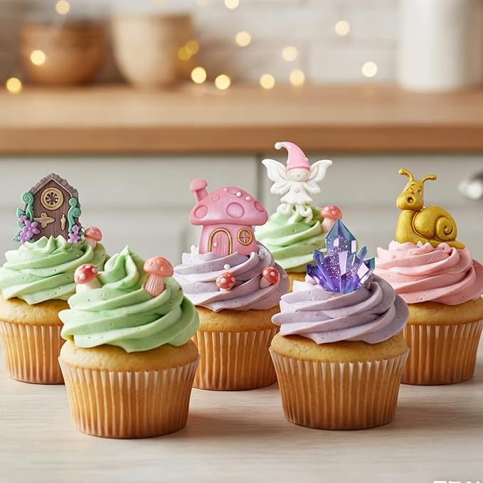 Fairy Garden Silicone Molds 4 Pcs, Mushroom House Fondant Mold, Door Snails Chocolate Mold for Cake Decoration Candy Cupcake Topper Cake Polymer Clay Crafts Epoxy Resin