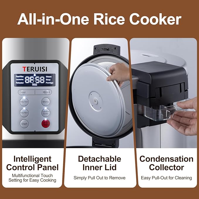 Commercial Rice Cooker, 15.85QT/84 Cups Cooked Rice 15L Large Capacity Rice Cooker & Warmer, 1550W Fast Rice Cooker with 6 Preset Functions, LED Display, Non-stick Inner Pot for 25-35 People Use
