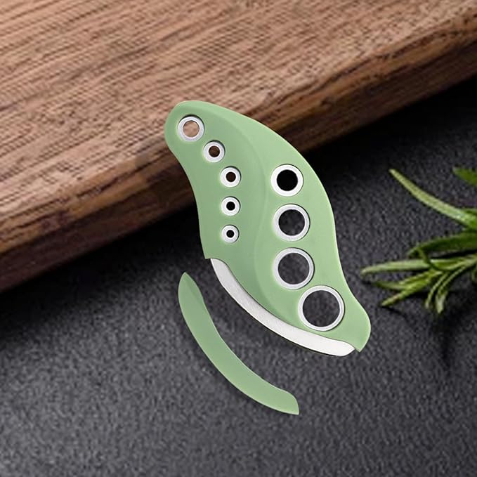 Herb Stripper Tool 9 Holes with Herb Cutter, Herb Stripper Cutter Tool, Stainless Steel Kitchen Herbs Leaf Stripping Herb Leaf Peeler for Collard Greens Thyme Basil Rosemary Stripper, Dishwasher Safe