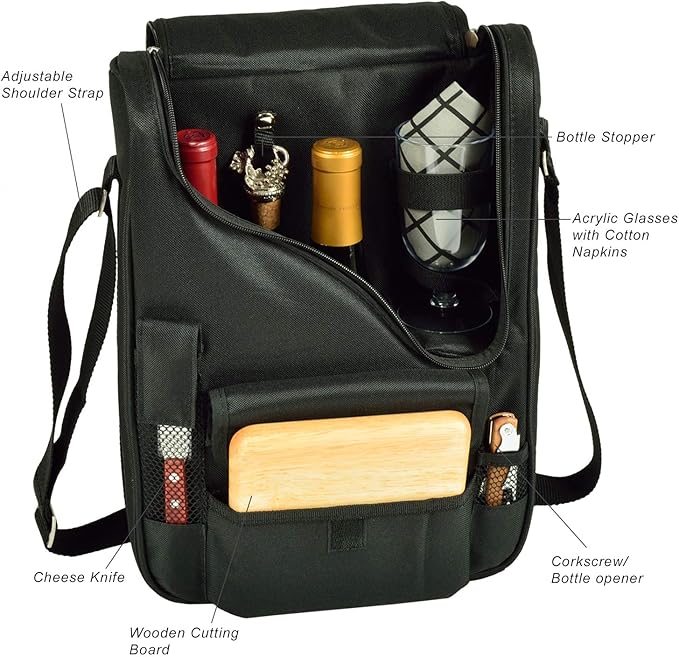 Picnic at Ascot Original Insulated Wine and Cheese Cooler Bag - Designed, Assembled & Quality Approved in the USA