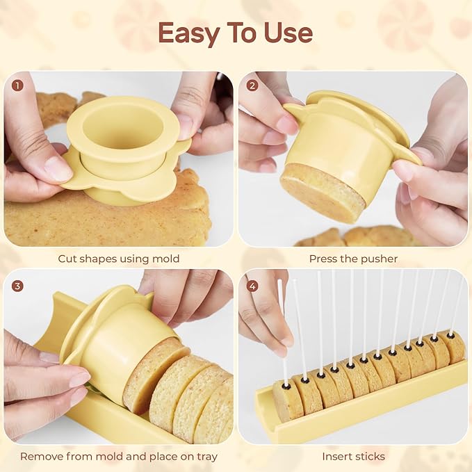 Circle Cake Pop Mold for Baking with 50PCS Cake Pop Sticks Bags Ties,Baking Molds for Birthday Wedding Baby Shower Kids Party Desserts.