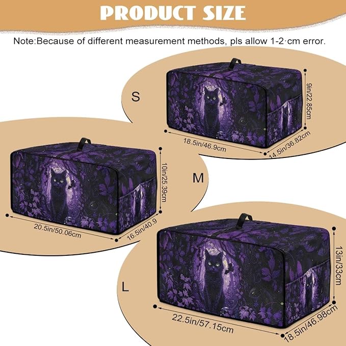 Countertop Convection Oven Cover Decorative and Protective Air Fryer Toaster Oven Dust Cover for Home Kitchen Indoor Decor, S, Black Cat Skull Bat Violet Forest Halloween