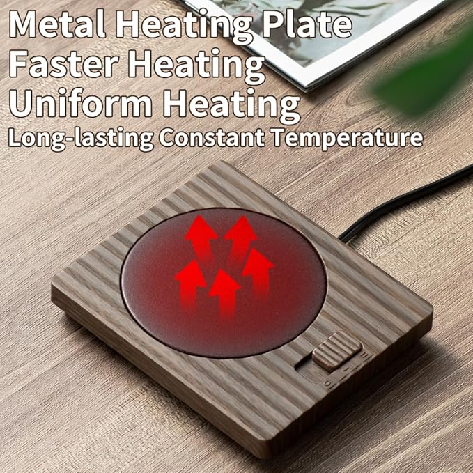 Coffee Mug Warmer - Fastest Heating Cup Warmer for Office Desk Accessories with Metal Heating Panel & 2 Temperature Settings for Coffee, Cocoa, Milk, Tea & Candles (Gray)