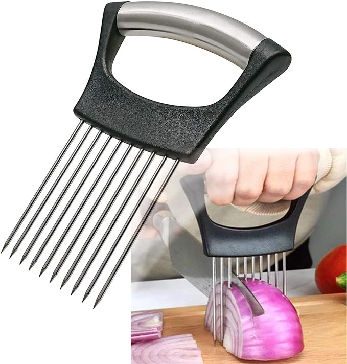 Stainless Steel Onion Holder for Slicing,Onion Slicer Holder,Onion Cutter for Slicing of Onions,Tomatoes,Avocados,Eggs and Other Vegetables,KItchen Utensils
