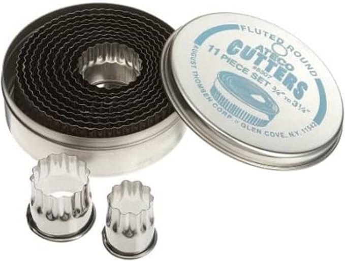 Ateco Fluted Edge Round Cutters in Graduated Sizes, Stainless Steel, 11 Pc Set