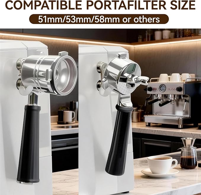 Espresso Accessories Kit Stainless Steel Magnetic Portafilter Holder, Universal Espresso Stand with Adhesive Patch Compatible with Breville, Ninja Luxe Cafe, Rancilio & 51/53/58mm Portafilters