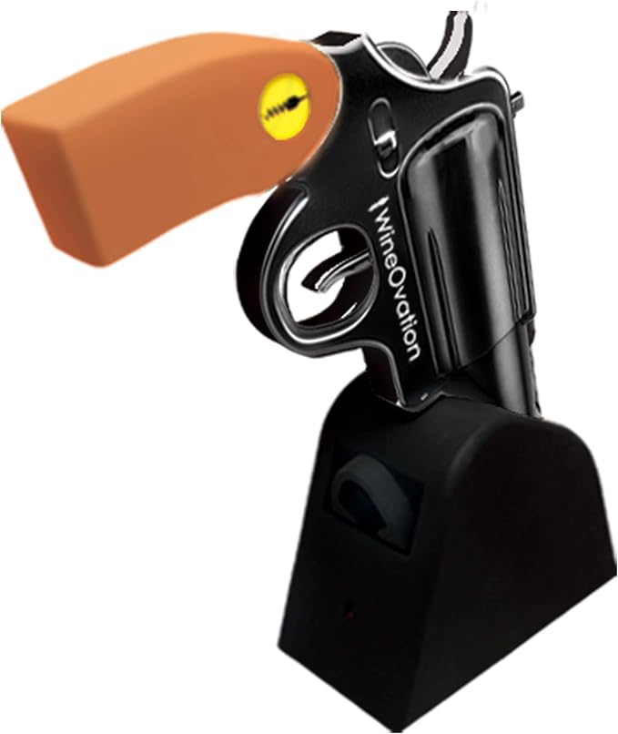 WineOvation Electric Gun Wine Opener (Black) - Open your Wine Bottle fast and without hassle - Great Gifts for Gun Enthusiasts and Wine Lovers