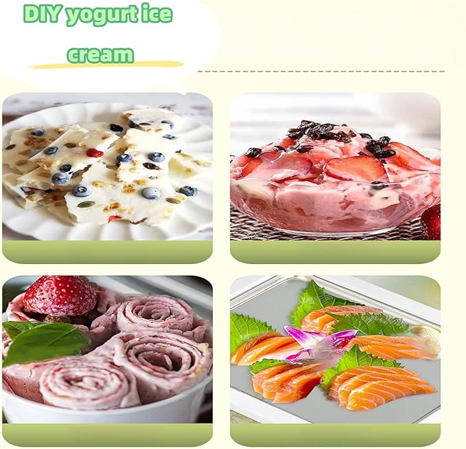 Instant Ice Cream Maker,Rolled Ice Cream Maker, Soft Serve Ice Cream maker,Perfect for Frozen Yogurt, and More! Food grade stainless steel ice cream roll machine for home us (Green)
