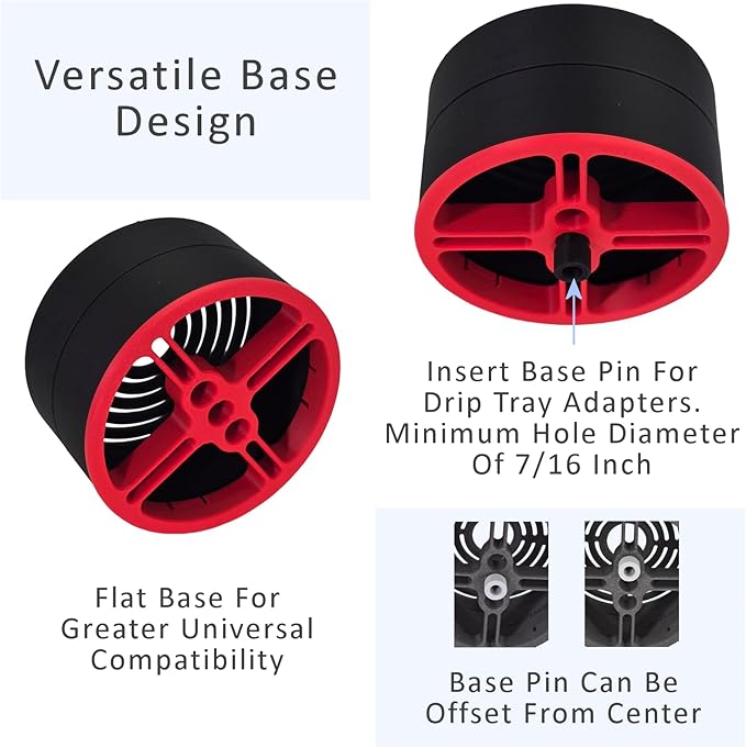 Elevate Anti-Splash Cup Riser Accessory for most Keurig K-cup, Cuisinart Single Serve, and other Coffee Makers, Adjustable for Cup Size and Drip Tray Type (Black with Red Base)