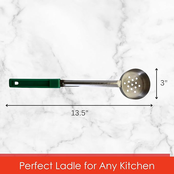 4 Ounce Slotted Stainless Steel Portion Control Ladle Spoon for Measuring and Serving; Commercial Grade Serving Scoops [Pack of 2]
