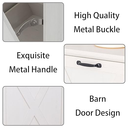 13 Gallons Tilt Out Trash Can Cabinet, Wooden Trash Can Cabinet Tilt Out Pet Proof Hidden Garbage Cabinet for Kitchen, Antique White