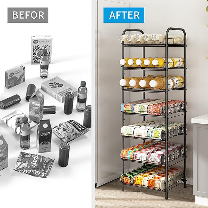 GILLAS 6 Tier Water Bottle Storage Rack, Free Standing Vertical Metal,Water Bottle Organizer, Large Capacity Bottled Rack Water Holder Stand for Cabinet Kitchen Party Pantry,Black