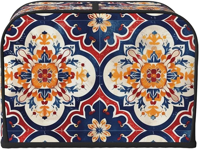 Purple Red Mandala Covers for 4 Slice Toasters,Cute Country Bread Machine Cover with Handle,Washable Stain Resistant Kitchen Small Appliance Cover Dining Decor