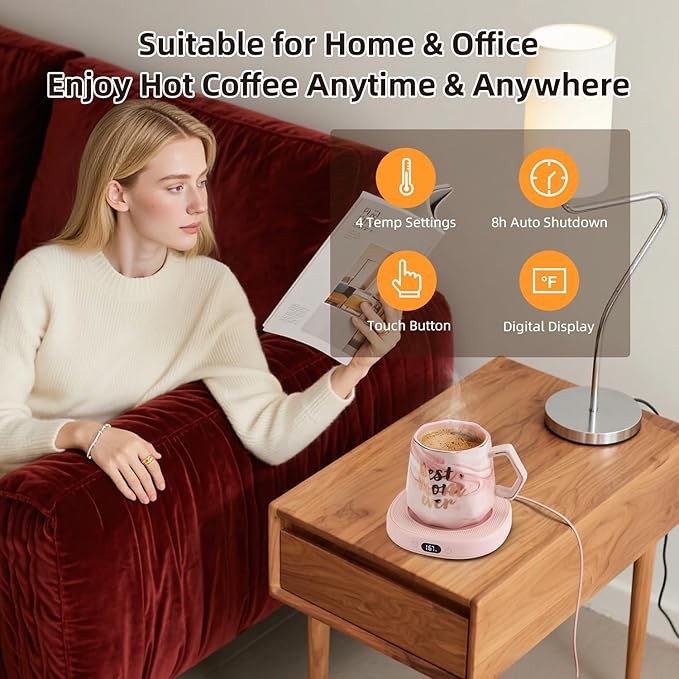 Coffee Mug Warmer & Best MOM Ever Mug Set, Smart Heated Electric Cup Warmer for Desk Office, 4 Temperature Control Beverage Tea Coffee Warmer, 8h Auto Shut Off Candle Plate, Women Mom Gifts from Son
