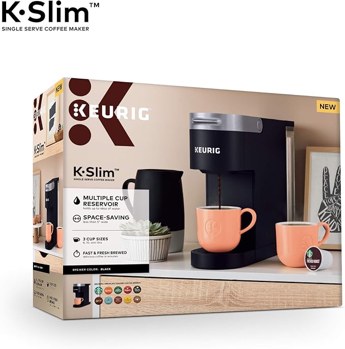 Keurig K-Slim Coffee Maker, 8 to 12 Oz. Brew Sizes (Renewed)