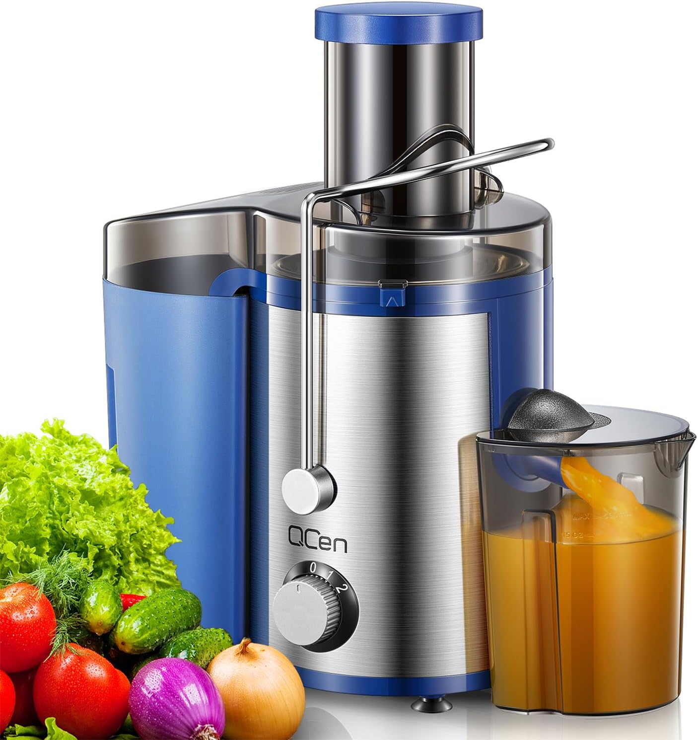Juicer Machine, 800W Centrifugal Juicer Extractor with Wide Mouth 3” Feed Chute for Fruit Vegetable, Easy to Clean, Stainless Steel, BPA-free (Blue)