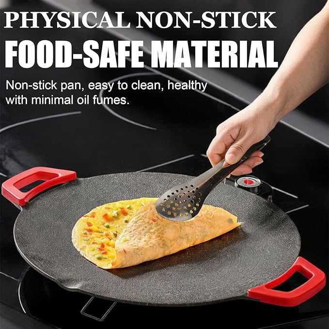 Non-Stick Electric Indoor Grill Pan - 1500w Portable Electric Korean Bbq Grill, Multifunctional Nonstick Smokeless Round Griddlewith Temperature Control,Include Oil Brush,Food Tongs