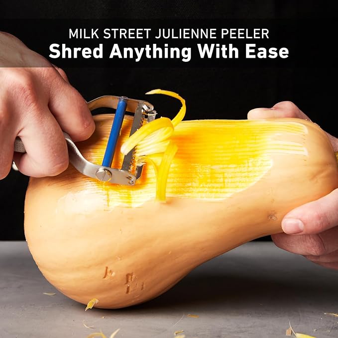 Milk Street Julienne Peeler, Vegetable Julienne Peeler, Peeler for Tough Veggies, Potatoes, Carrots, Squash, Stainless Steel Replaceable Blades, Dishwasher Safe
