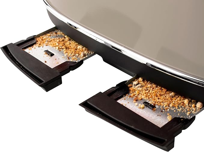 Haden Dorset 4 Slice Wide Slot Stainless Steel Toaster with Adjustable Browning Control & Non-Slip Feet, Putty & Chrome