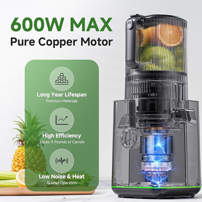 Cold Press Juicer, 3-in-1 Juicer Machines with 6.5" Large Feed Chute for Whole Fruits & Vegetables, 100oz Large Capacity for Family Use, Makes Juice, Nut Milk & Sorbet