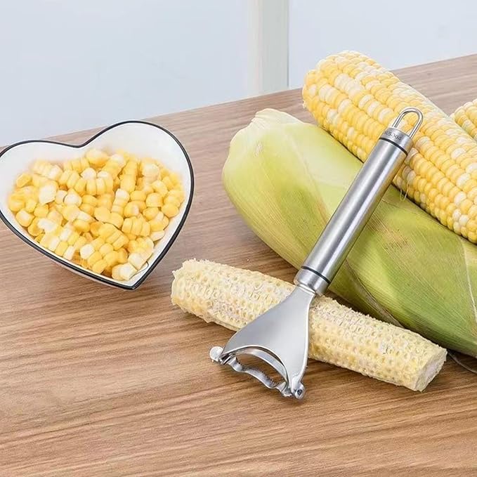 Murtenze 2PCS Quick Corn Peeler Cutter Corn Planer, Stainless Steel Corn Thresher Cob Stripper Tool, Cob Corn Kernel Remover with Ergonomic Handle