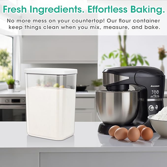 TBMax Rice Container -12 Lbs / 6 Qt Flour Storage Container with Airtight Pop Up Lid & Measuring Scoop for Flour, Cereal, Pet Dog Cat Food Storage, Kitchen Pantry Organization
