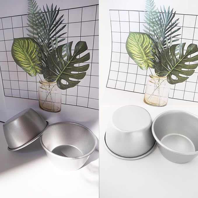 Small Popover Pans Nonstick 6Pcs, 3 Inch Round Pie Tart Mold Small Tin, Carbon Steel Pudding Cups, Individual Egg Tart Moulds Cute - Silver