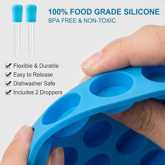 Round Gummy Candy Molds - 220 Cavity Silicone Candy Molds with 2pcs Dropper for Hard Candy, Gummy, Caramels, Chocolate, Ganache, Ice Cubes